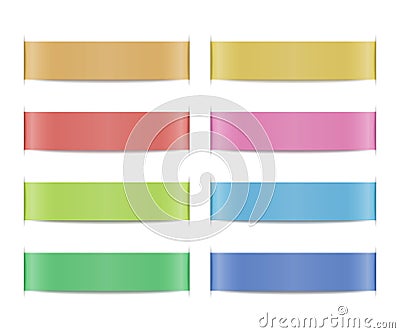 Colored ribbon banners with paper cuts and shadows. Vector illustration. Vector Illustration