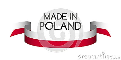 Colored ribbon in the colors of Polish, Made in Poland Vector Illustration