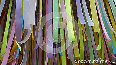 Colored ribbons. Multi-colored ribbons. Hanging colorful ribbons Stock Photo