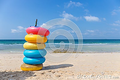 Colored ring on the beach at Koh Larn island Stock Photo