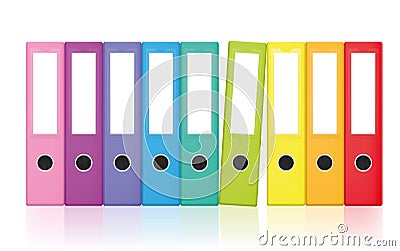 Colored Ring Binders Colorful Leaf Binder Set Rainbow Colors Vector Illustration