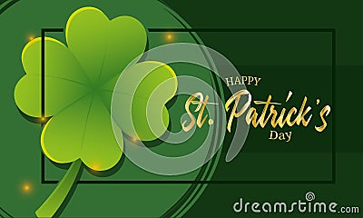 Colored saint patrick day poster shiny clover and text Vector Vector Illustration