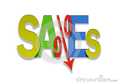 Colored sales bargain lower percent price goes down. Stock Photo
