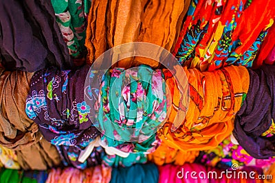 Colored scarves. Stock Photo