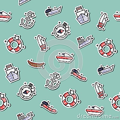 Colored Sea transport concept icons pattern Vector Illustration