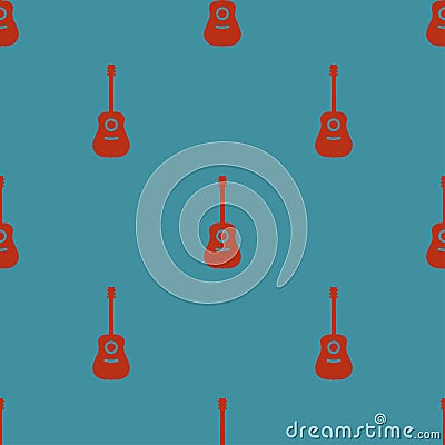 Colored seamless pattern with guitars on a blue background vector illustration Vector Illustration