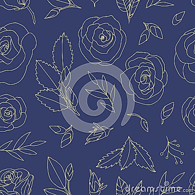 Colored seamless pattern with roses Vector Illustration