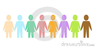 Colored silhouette paper people as community on white, stock vector illustration Vector Illustration