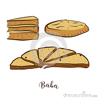 Colored sketches of Baba bread Vector Illustration