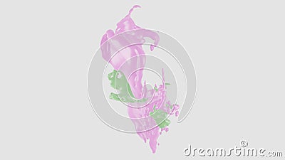 Colored splashes in abstract shape, isolated on white background. 3d rendering Stock Photo