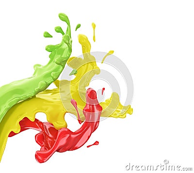 Colored splashes of paint in abstract shape, Stock Photo