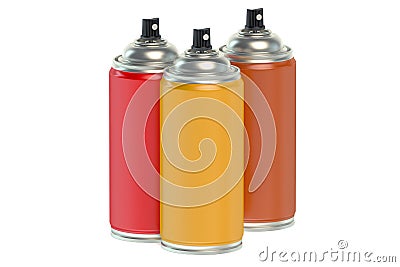 Colored spray paint cans Stock Photo