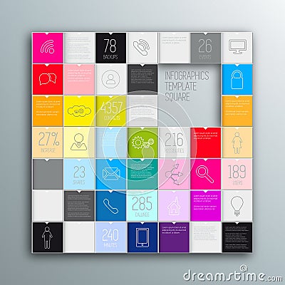 Colored squares background. Vector template for interface Stock Photo