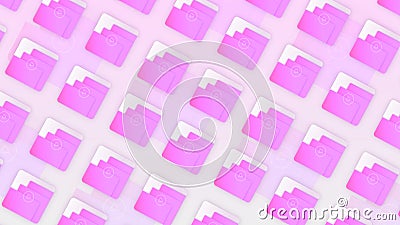 Colored squares with folders move diagonally. Motion. Layers inside squares moving in general flow. Squares with player Stock Photo