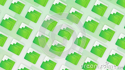 Colored squares with folders move diagonally. Motion. Layers inside squares moving in general flow. Squares with player Stock Photo