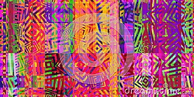 Colored Squares Ð¡oncentric Polygons Minimal Dynamic Dashes Distorted Geometric Surface. Abstract grunge pattern. Distortion Stock Photo