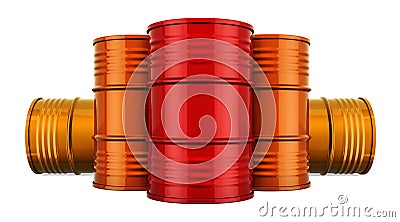 Colored steel drums, barrels with multi corrugation. 3D rendering Stock Photo