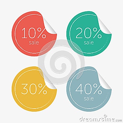 Colored Stickers Sale Set in Vector Vector Illustration