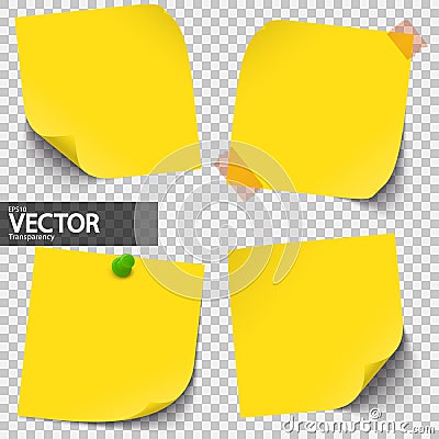 colored sticky notes with vector transparency Vector Illustration
