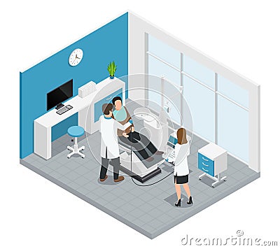 Colored Stomatology Dentistry Isometric Composition Vector Illustration