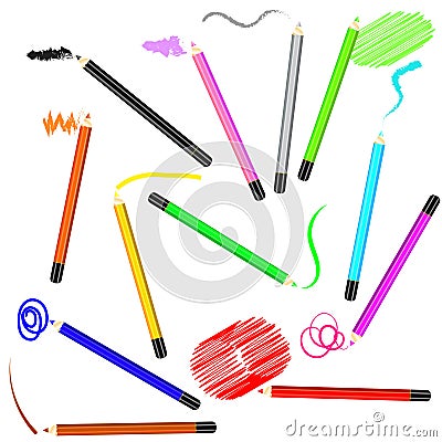 Colored strokes and pensil background Vector Illustration