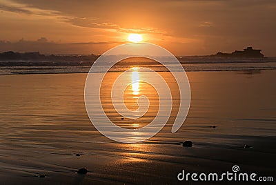 Colored sunset at Balian beach, Bali, Indonesia Stock Photo