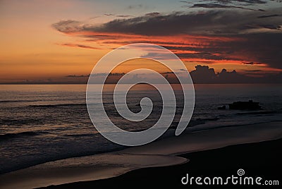 Colored sunset at Balian beach, Bali, Indonesia Stock Photo