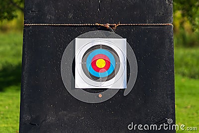 Colored target board with arrows archery target background Stock Photo