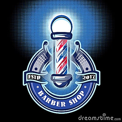 Colored templates for barber pole on the topic of barber shop Vector Illustration