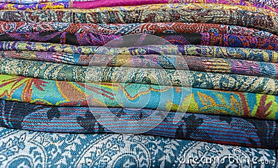 Colored textiles Stock Photo