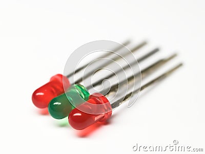 Colored three light-emitting diodes Stock Photo