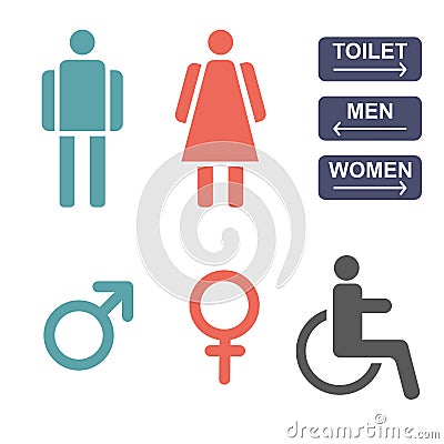 colored toilet icon on white background Vector Illustration