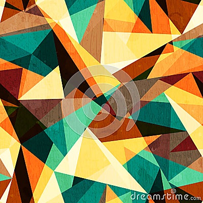 Colored triangle seamless texture with wood effect Vector Illustration