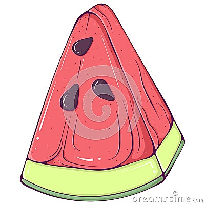 Colored triangular piece of watermelon Vector Illustration