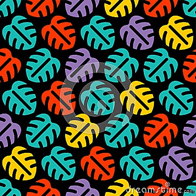 Colored tropical leaves pattern seamless. fabric modern texture Vector Illustration