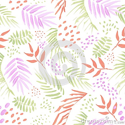 Colored tropical leaves seamless vector pattern Vector Illustration