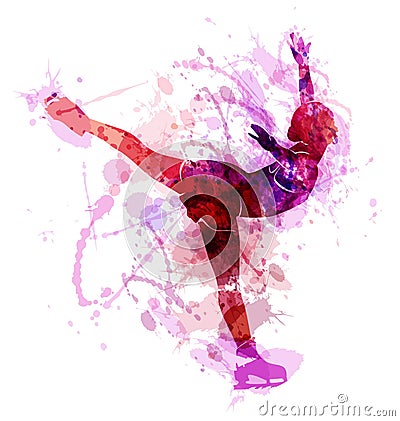 Colored vector silhouette figure skaters Vector Illustration