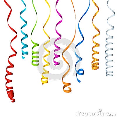 Colored Vector Streamers Set - Red, Blue, Green, Yellow Vector Illustration