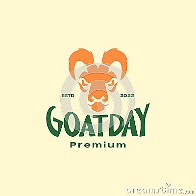 Colored vintage head goat mountain logo design vector graphic symbol icon illustration creative idea Vector Illustration