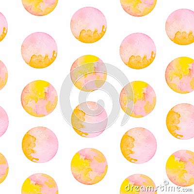 Colored watercolor circle seamless pattern Vector Illustration