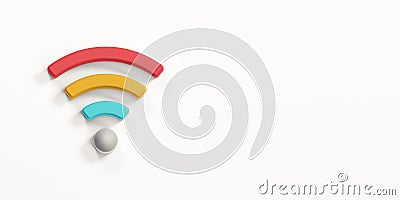 Colored WiFi Wireless Symbol. 3D Render Illustration Stock Photo