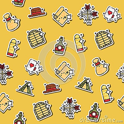 Colored Wild west concept icons pattern Vector Illustration