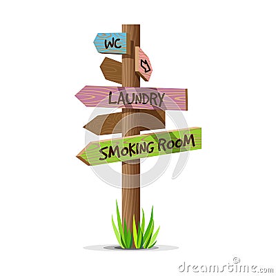 Colored wooden arrow vector resort signboard Vector Illustration