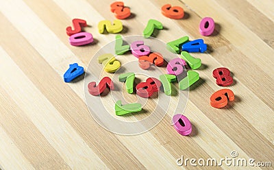 Colored wooden numbers Stock Photo