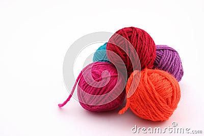 Colored wool balls Stock Photo