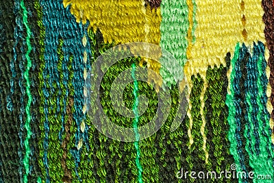 Colored wool knitted carpet texture Stock Photo