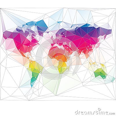 Colored world map triangle design Vector Illustration