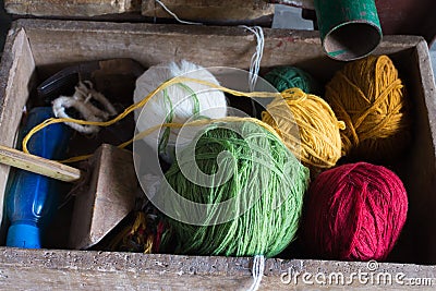 Colored yarn balls Stock Photo