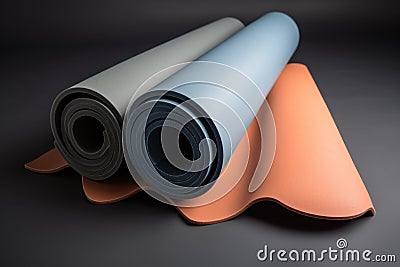 colored yoga mat with gray background, for a minimalist look Stock Photo