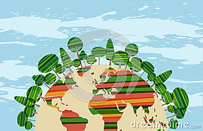 Colorfu green world Vector Illustration